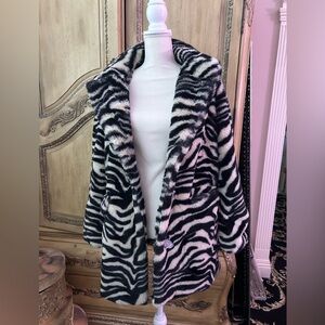 Vero Moda Zebra Print Faux Fur Coat